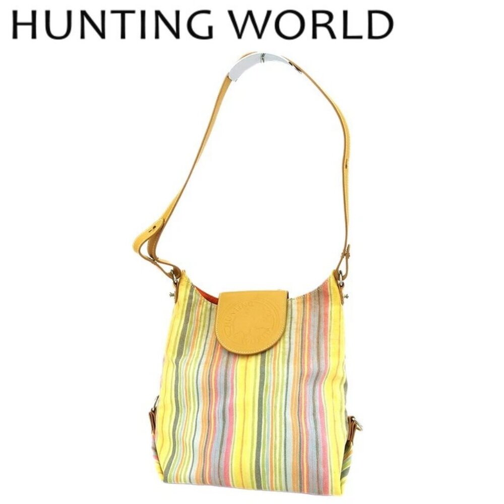 HUNTING WORLD Shoulder Bag Multi-stripe Authentic Used